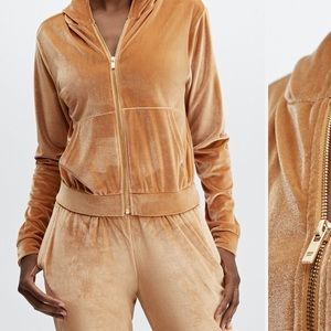 Velour hoodie in light honey! Brand new and still in bag!